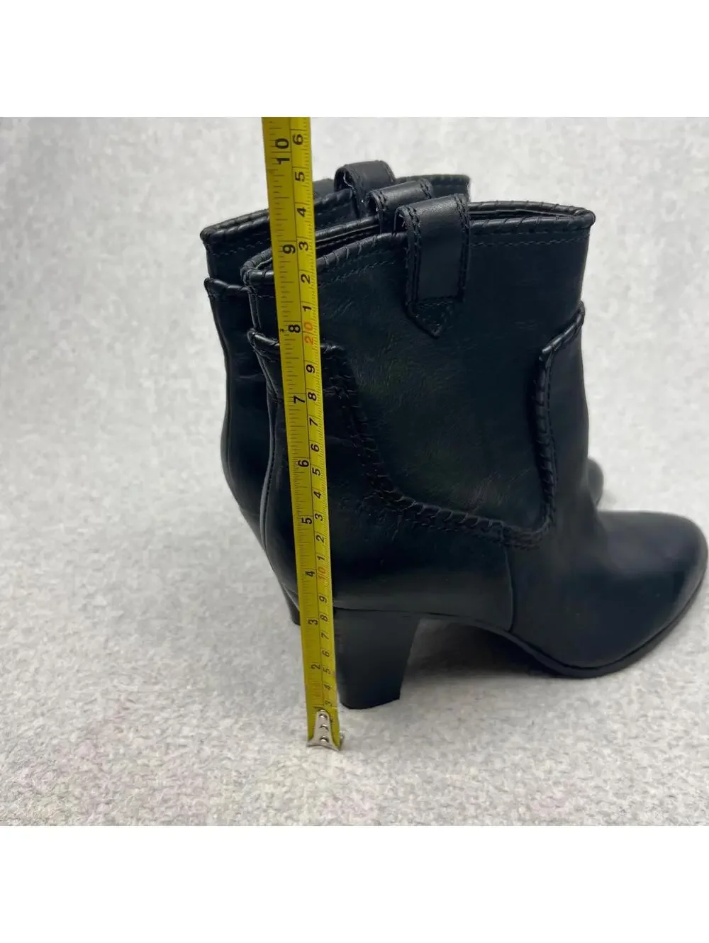 Karl Lagerfeld Black Leather Ankle Boots Bootie Western Womens 11 Cowgirl